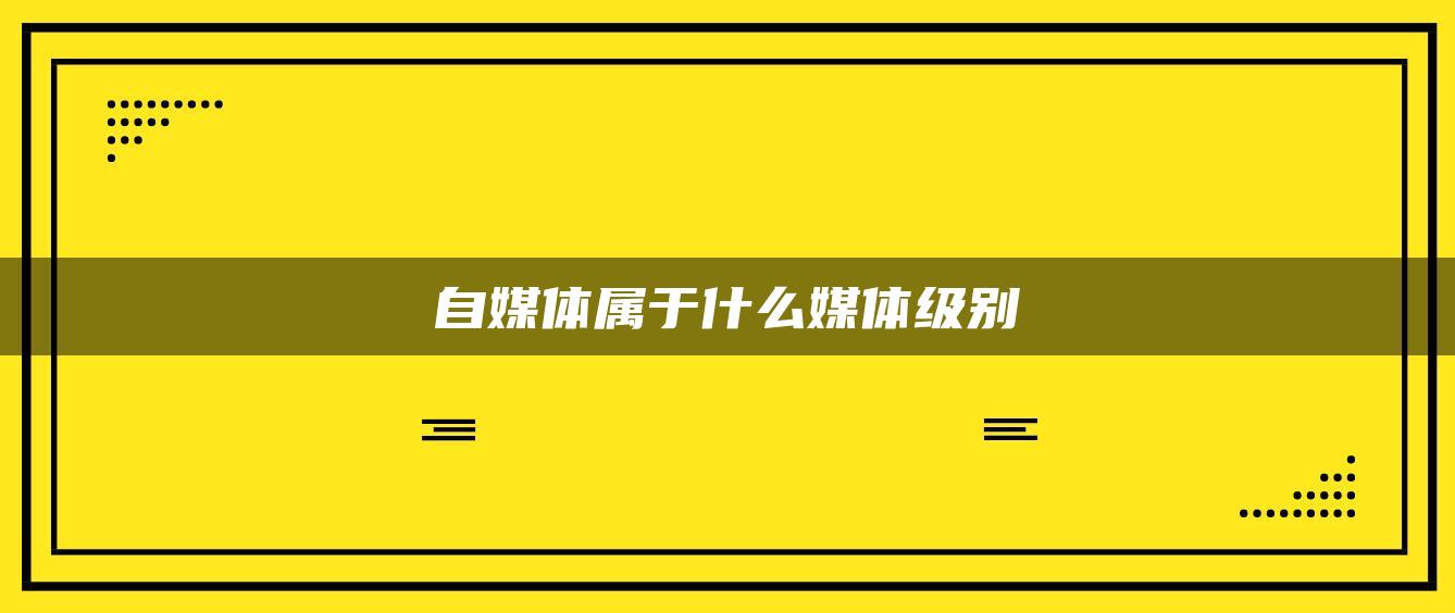 自媒体属于什么媒体级别