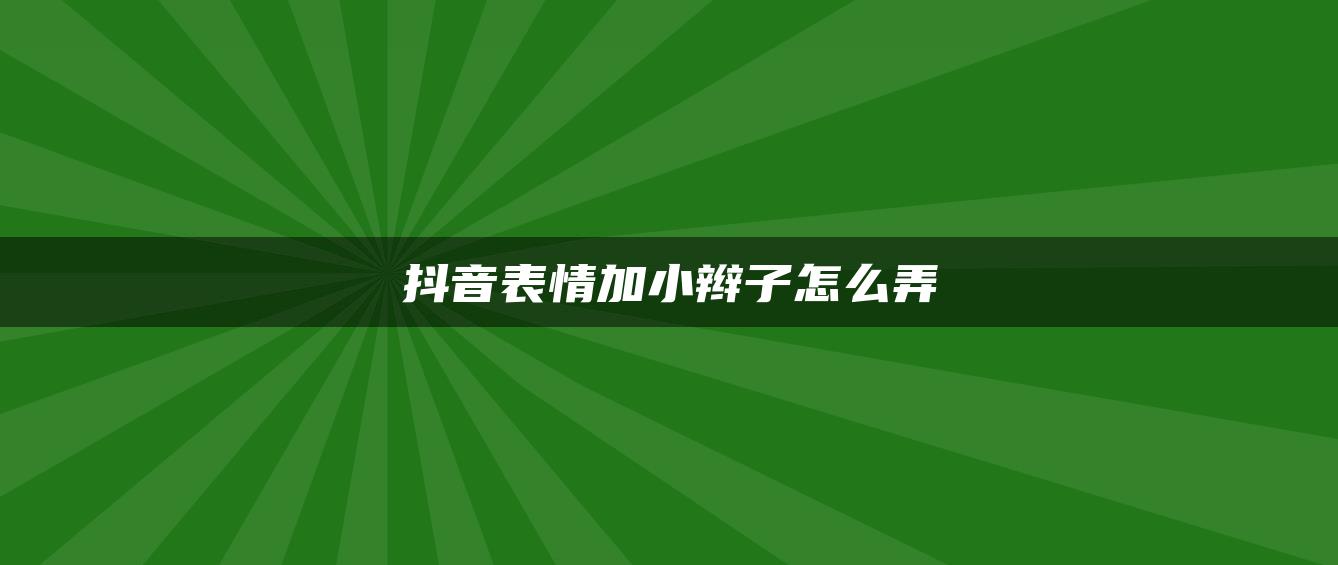 抖音表情加小辫子怎么弄