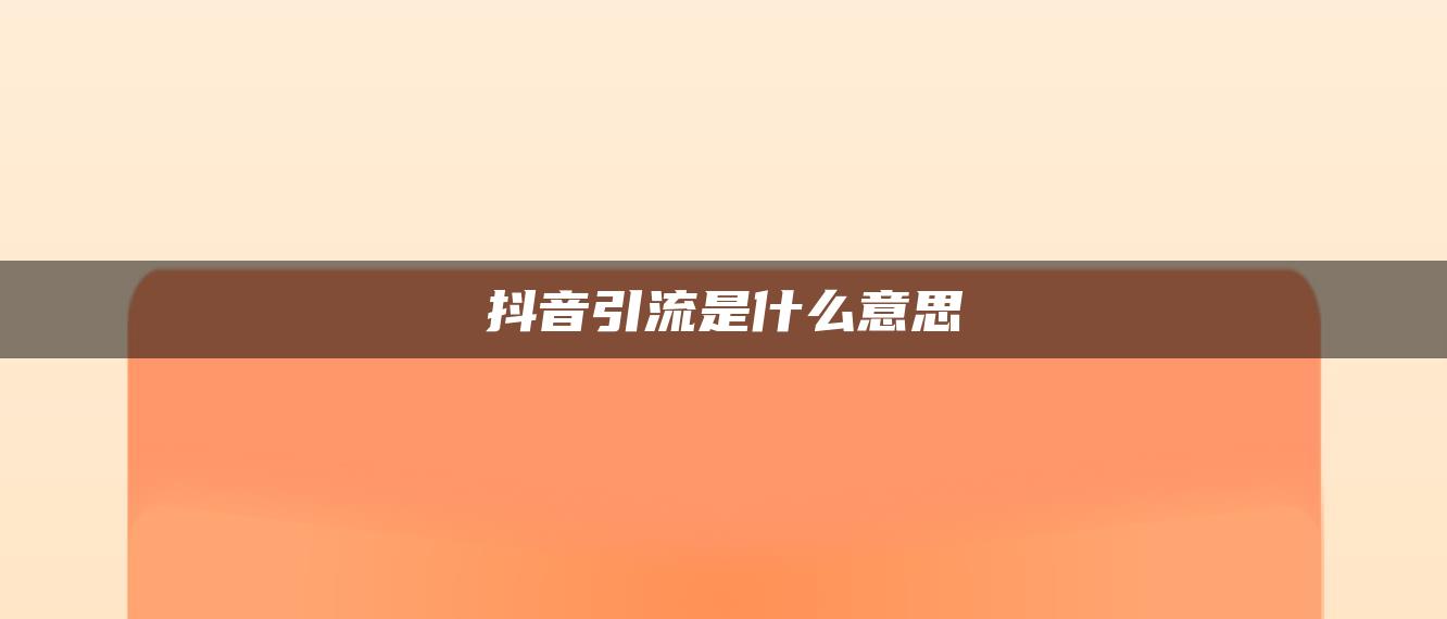 抖音引流是什么意思