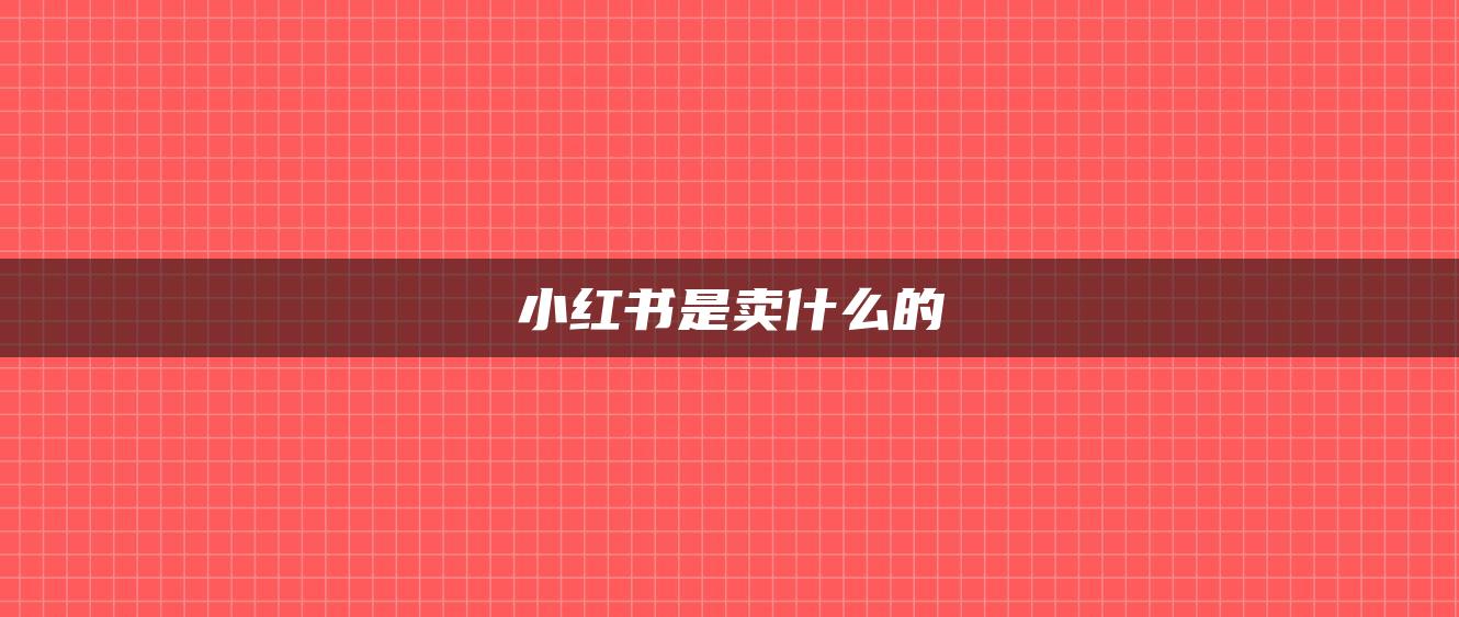 小红书是卖什么的