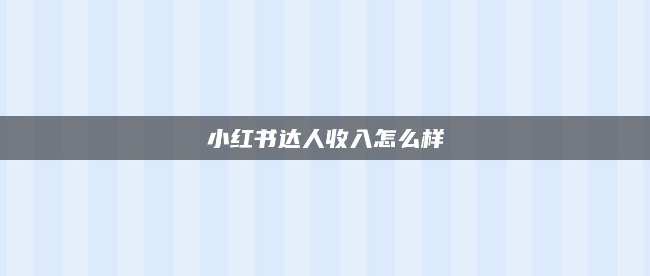 小红书达人收入怎么样