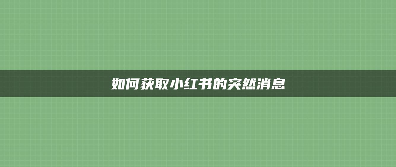 如何获取小红书的突然消息