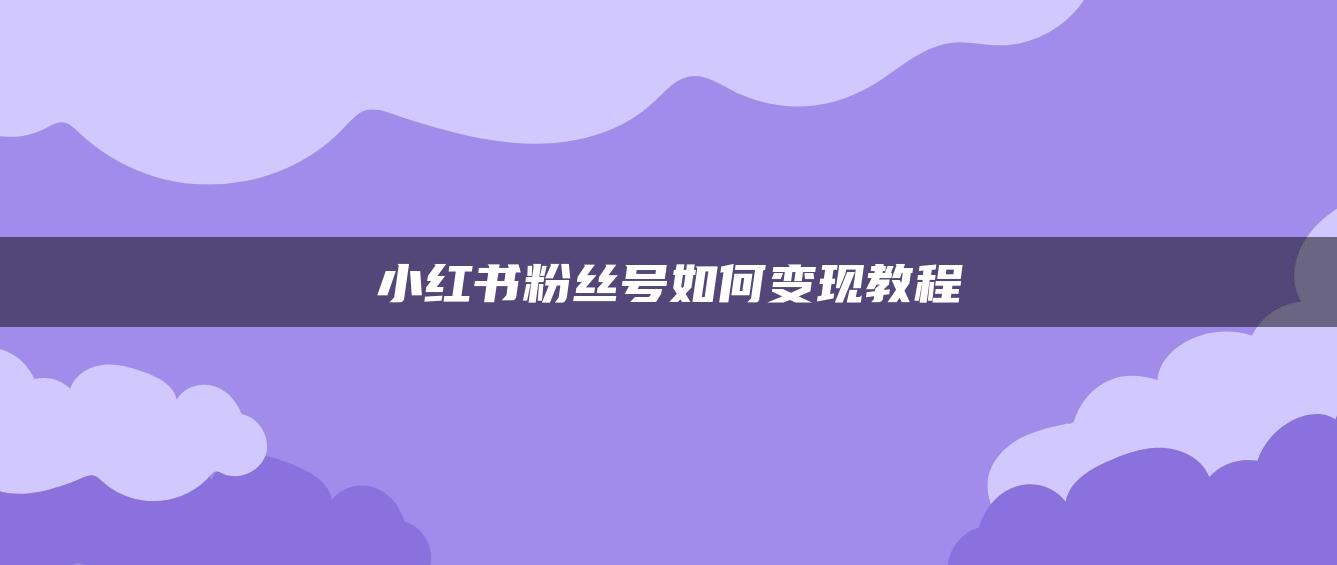 小红书粉丝号如何变现教程