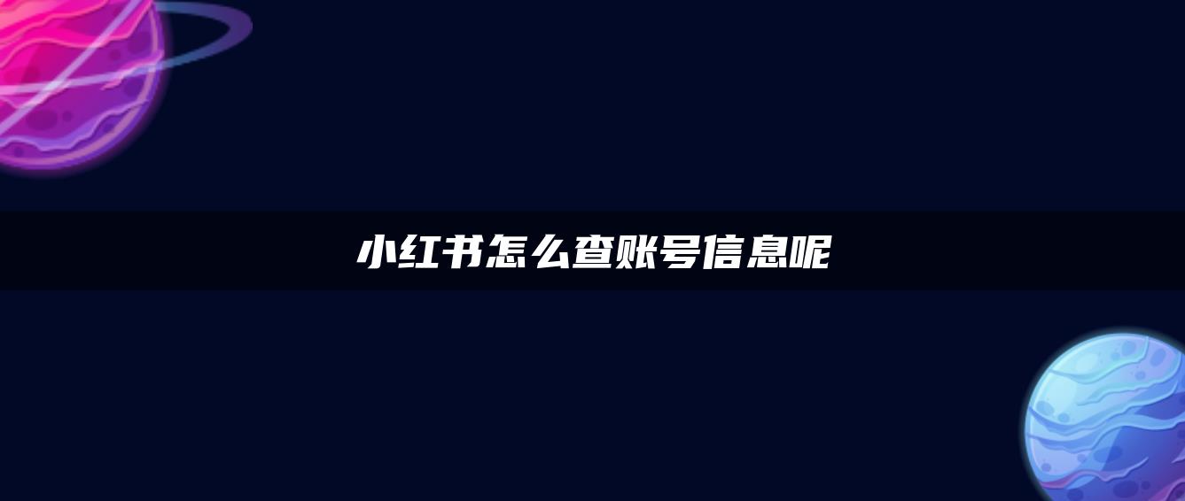 小红书怎么查账号信息呢