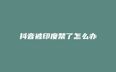 抖音被印度禁了怎么办