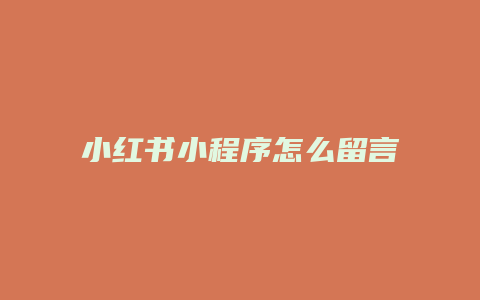 小红书小程序怎么留言不了