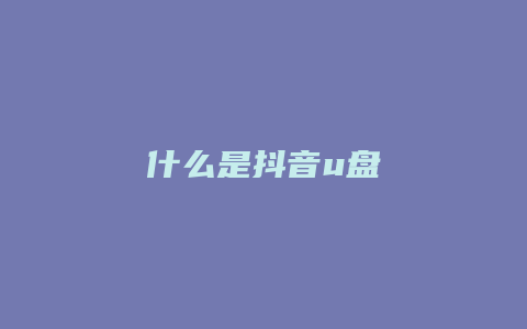 什么是抖音u盘