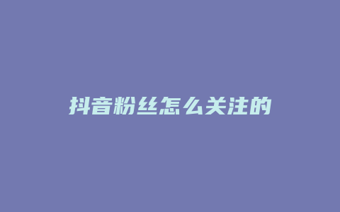 抖音粉丝怎么关注的