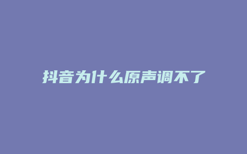 抖音为什么原声调不了