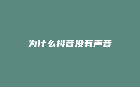 为什么抖音没有声音