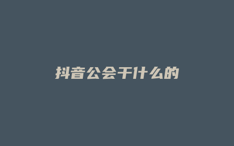 抖音公会干什么的