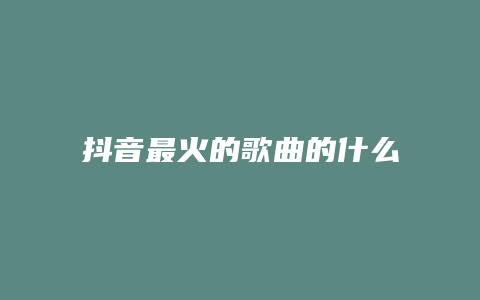 抖音最火的歌曲的什么