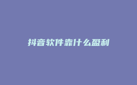 抖音软件靠什么盈利