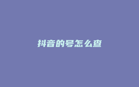 抖音的号怎么查