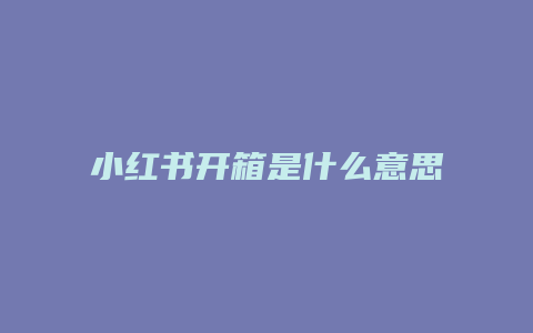 小红书开箱是什么意思