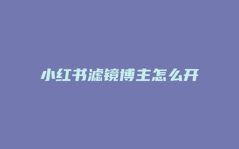 小红书滤镜博主怎么开