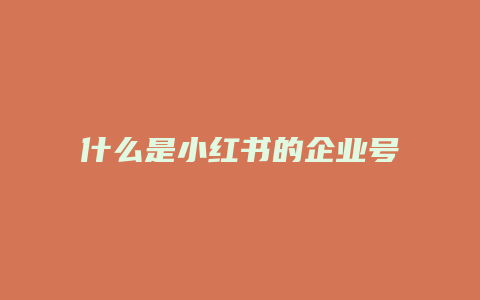 什么是小红书的企业号