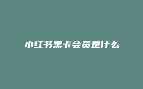 小红书黑卡会员是什么