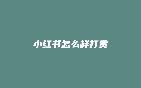 小红书怎么样打赏