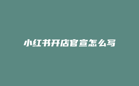 小红书开店官宣怎么写吸引人