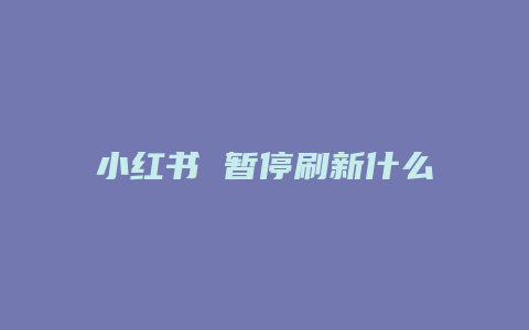 小红书 暂停刷新什么意思