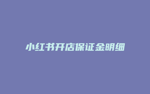 小红书开店保证金明细怎么看