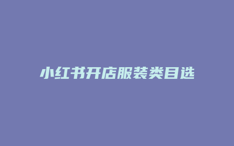 小红书开店服装类目选什么