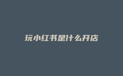 玩小红书是什么开店