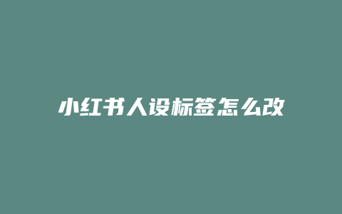 小红书人设标签怎么改