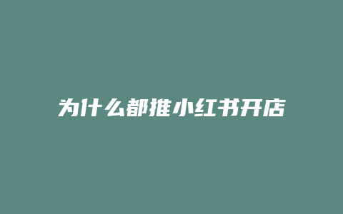 为什么都推小红书开店